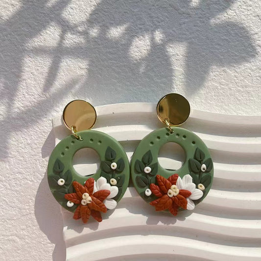 Black Series - Unique Handmade Art - Soft Ceramic Flower Earrings